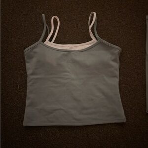 ACTA Double-Strap Tank Top and leggings in Teal and white